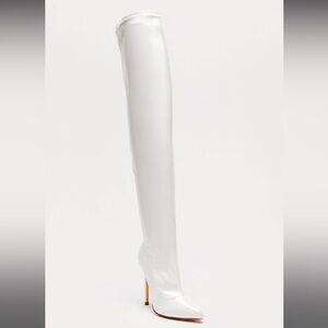 NEW IN BOX- After Dark Over The Knee Boots - White Patent. 🤍